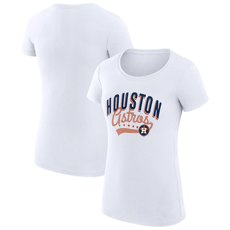 Women's G-III 4Her by Carl Banks White Houston Astros Super-Slim Fit Lightweight Filigree Team T-Shirt