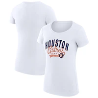 Women's G-III 4Her by Carl Banks White Houston Astros Super-Slim Fit Lightweight Filigree Team T-Shirt