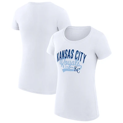 Women's G-III 4Her by Carl Banks White Kansas City Royals Super-Slim Fit Lightweight Filigree Team T-Shirt
