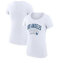 Women's G-III 4Her by Carl Banks White Los Angeles Dodgers Super-Slim Fit Lightweight Filigree Team T-Shirt