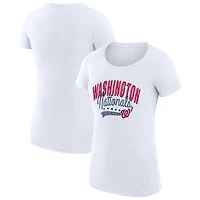 Women's G-III 4Her by Carl Banks White Washington Nationals Super-Slim Fit Lightweight Filigree Team T-Shirt