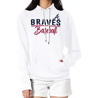 Women's G-III 4Her by Carl Banks  White Atlanta Braves Team Fleece Pullover Hoodie