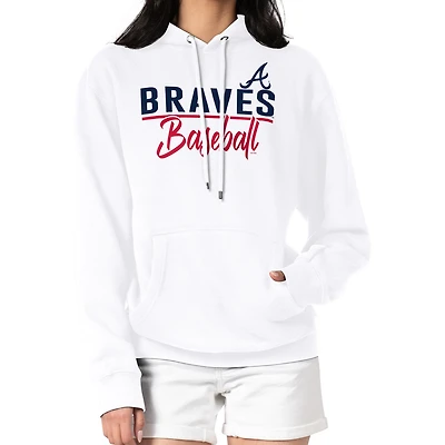 Women's G-III 4Her by Carl Banks  White Atlanta Braves Team Fleece Pullover Hoodie