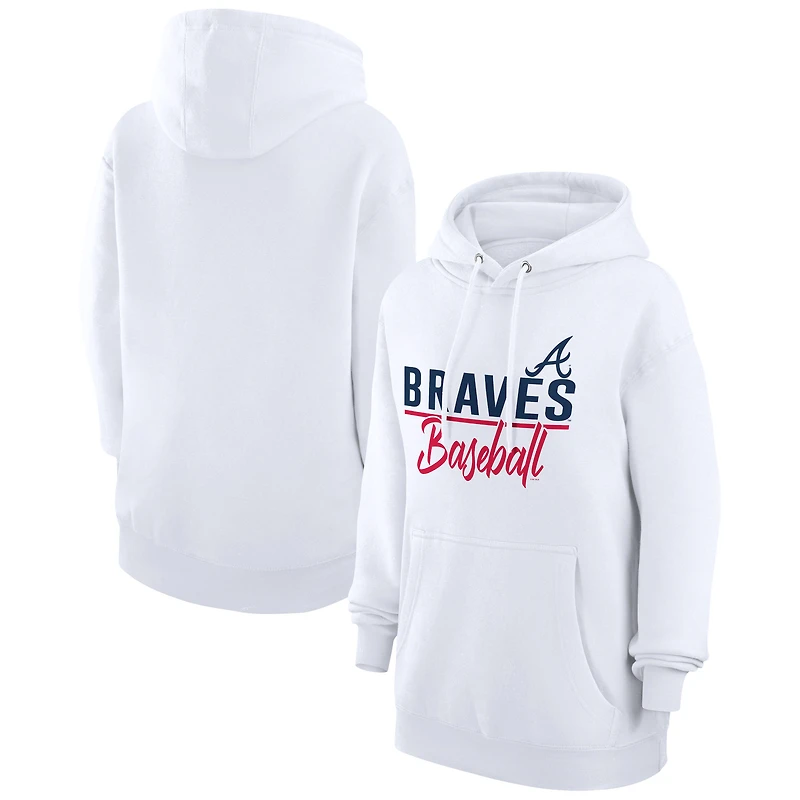 Women's G-III 4Her by Carl Banks  White Atlanta Braves Team Fleece Pullover Hoodie