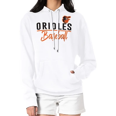 Women's G-III 4Her by Carl Banks  White Baltimore Orioles Team Fleece Pullover Hoodie