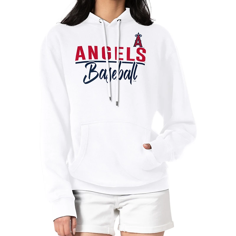 Women's G-III 4Her by Carl Banks  White Los Angeles Angels Team Fleece Pullover Hoodie