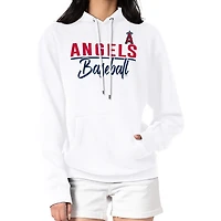 Women's G-III 4Her by Carl Banks  White Los Angeles Angels Team Fleece Pullover Hoodie