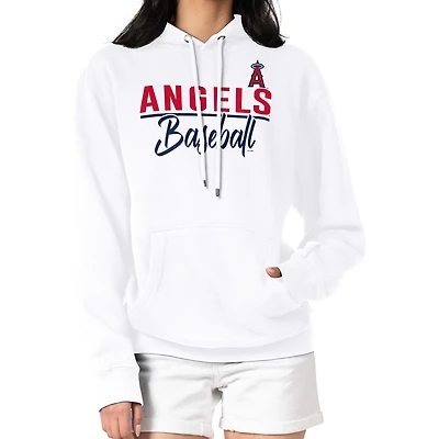 Women's G-III 4Her by Carl Banks  White Los Angeles Angels Team Fleece Pullover Hoodie