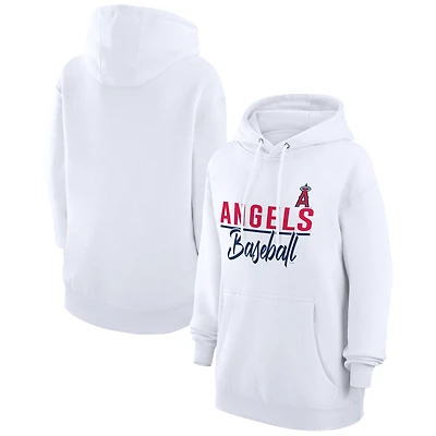 Women's G-III 4Her by Carl Banks  White Los Angeles Angels Team Fleece Pullover Hoodie