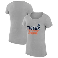 Women's G-III 4Her by Carl Banks Heather Gray Detroit Tigers Super-Slim Fit Lightweight Team Graphic T-Shirt