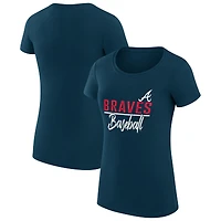 Women's G-III 4Her by Carl Banks Navy Atlanta Braves Super-Slim Fit Lightweight Team Graphic T-Shirt