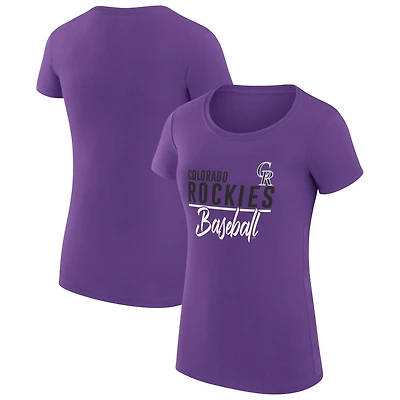 Women's G-III 4Her by Carl Banks Purple Colorado Rockies Super-Slim Fit Lightweight Team Graphic T-Shirt