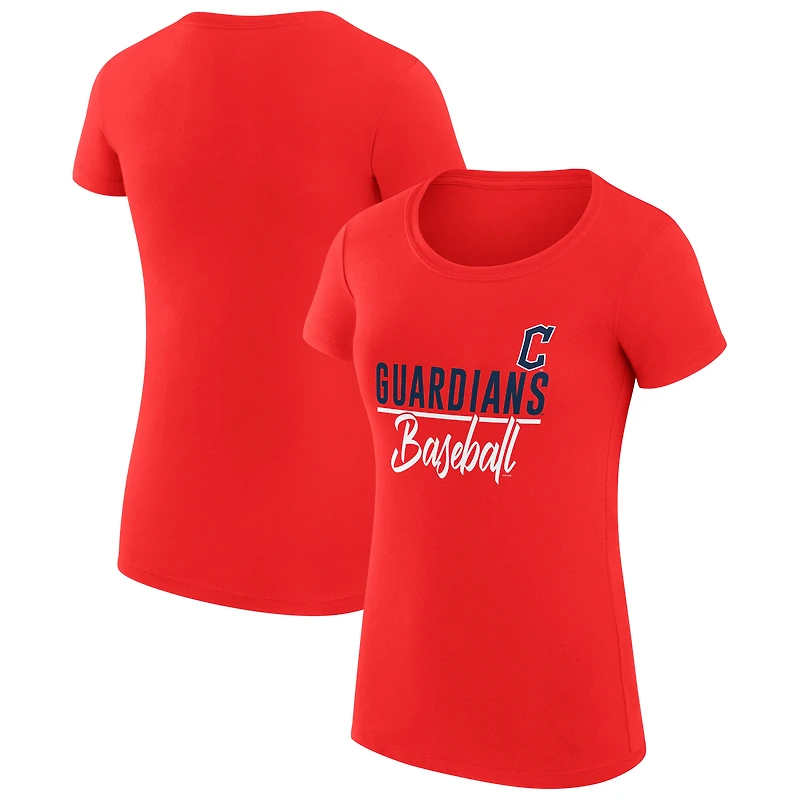 Women's G-III 4Her by Carl Banks Red Cleveland Guardians Super-Slim Fit Lightweight Team Graphic T-Shirt