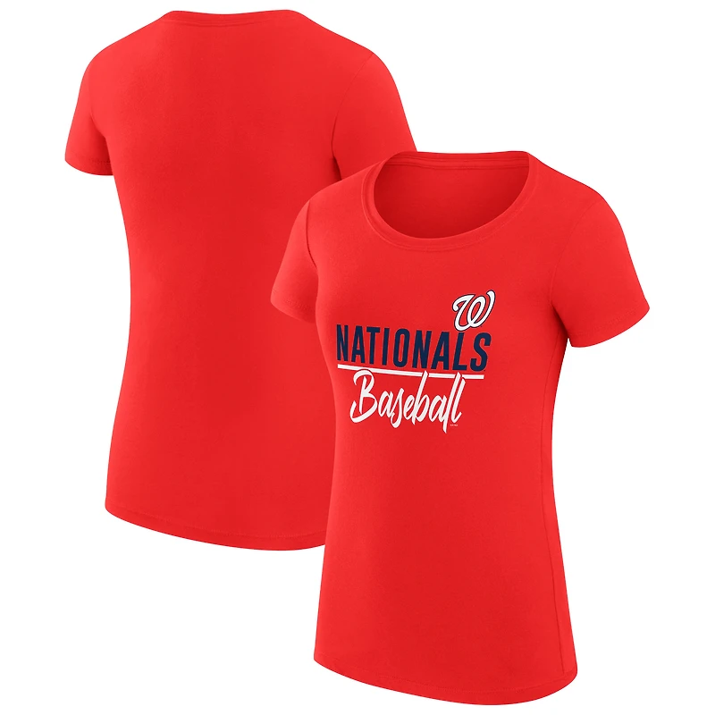 Women's G-III 4Her by Carl Banks Red Washington Nationals Super-Slim Fit Lightweight Team Graphic T-Shirt