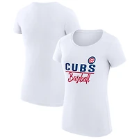 Women's G-III 4Her by Carl Banks White Chicago Cubs Super-Slim Fit Lightweight Team Graphic T-Shirt
