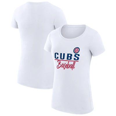 Women's G-III 4Her by Carl Banks White Chicago Cubs Super-Slim Fit Lightweight Team Graphic T-Shirt