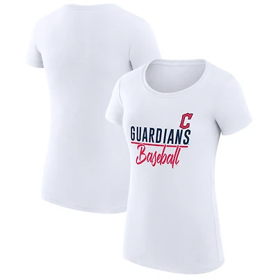 Women's G-III 4Her by Carl Banks White Cleveland Guardians Super-Slim Fit Lightweight Team Graphic T-Shirt