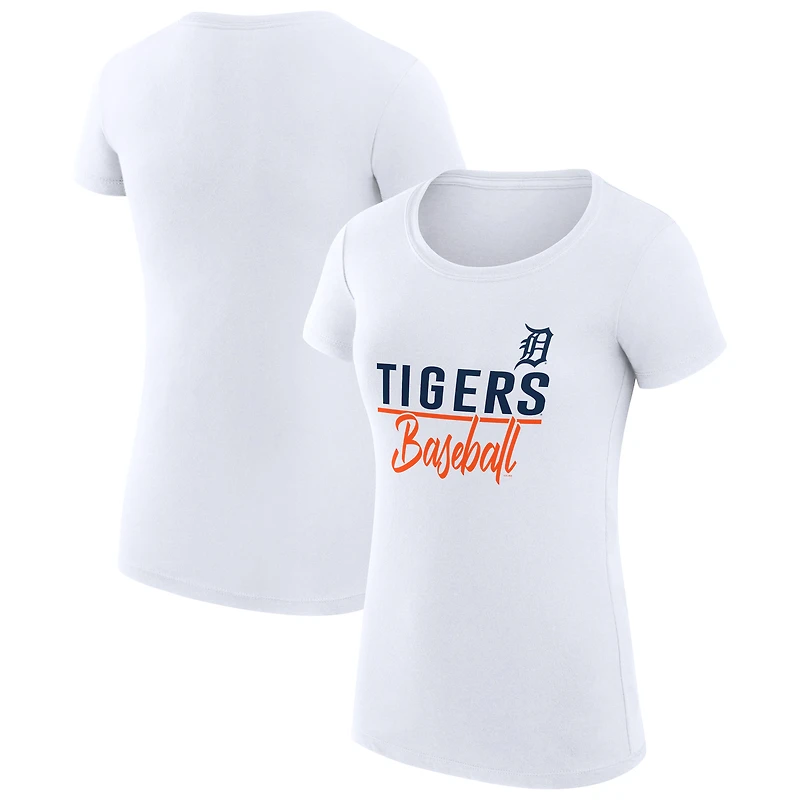 Women's G-III 4Her by Carl Banks White Detroit Tigers Super-Slim Fit Lightweight Team Graphic T-Shirt