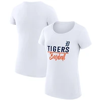Women's G-III 4Her by Carl Banks White Detroit Tigers Super-Slim Fit Lightweight Team Graphic T-Shirt