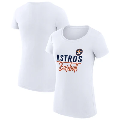 Women's G-III 4Her by Carl Banks White Houston Astros Super-Slim Fit Lightweight Team Graphic T-Shirt