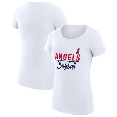 Women's G-III 4Her by Carl Banks White Los Angeles Angels Super-Slim Fit Lightweight Team Graphic T-Shirt