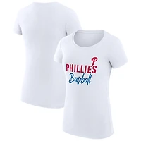 Women's G-III 4Her by Carl Banks White Philadelphia Phillies Super-Slim Fit Lightweight Team Graphic T-Shirt