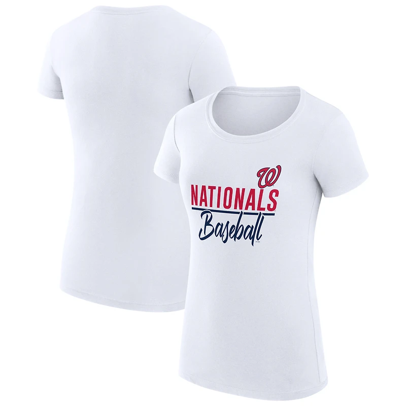 Women's G-III 4Her by Carl Banks White Washington Nationals Super-Slim Fit Lightweight Team Graphic T-Shirt