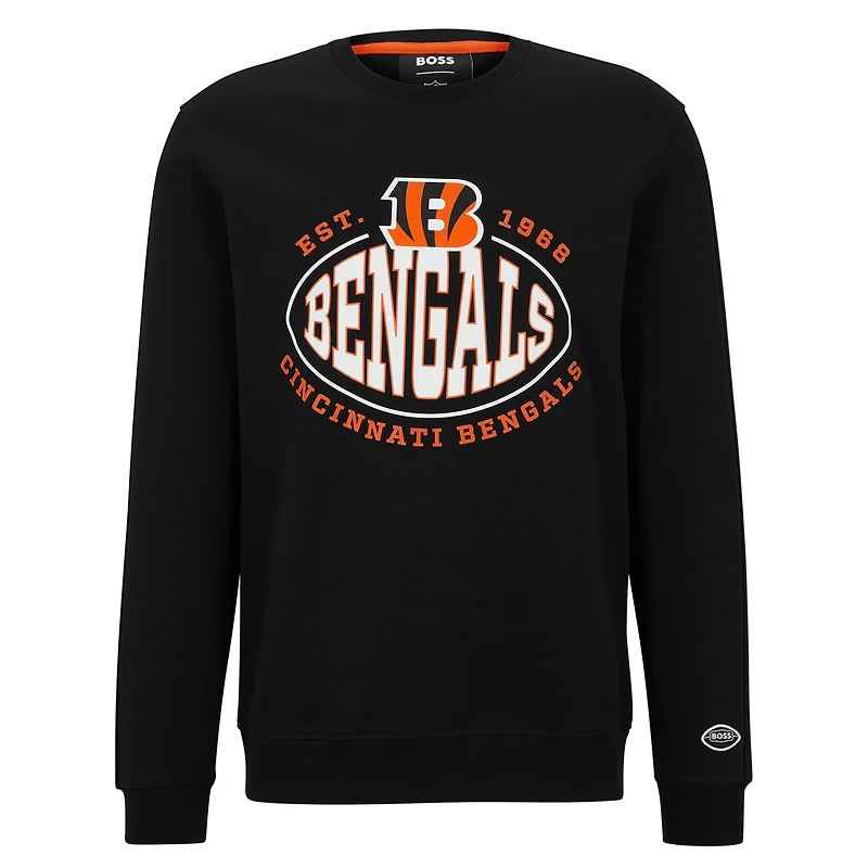 Men's BOSS X NFL Black Cincinnati Bengals Tri-Blend Pullover Sweatshirt