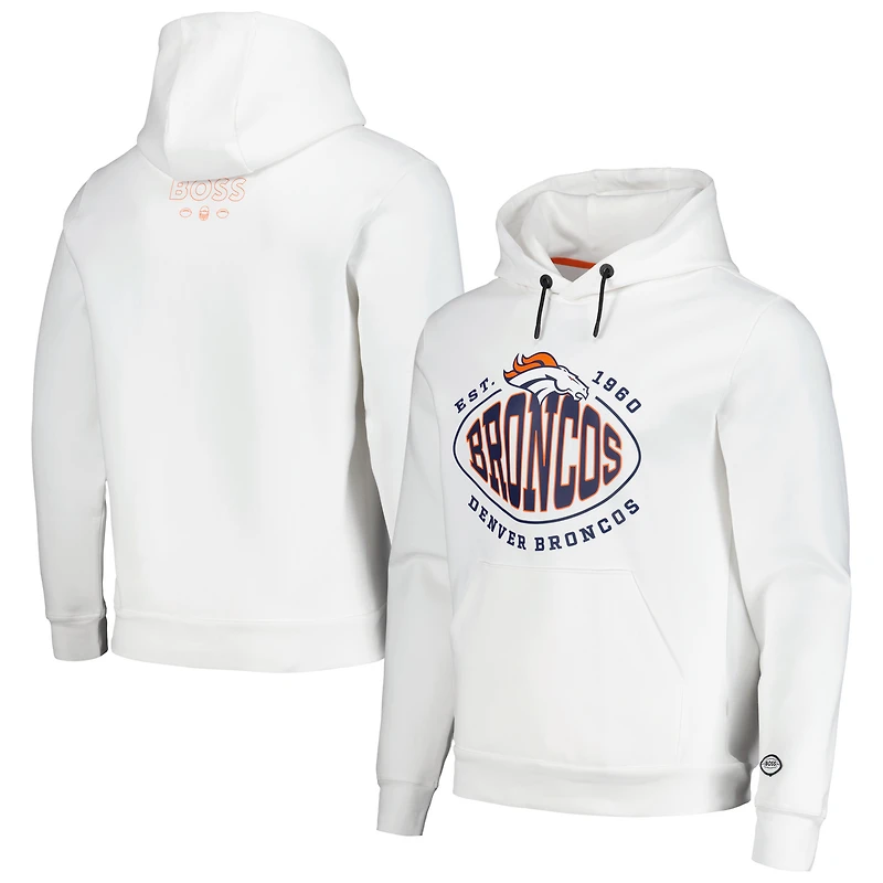 Men's BOSS X NFL White Denver Broncos Touchback Pullover Hoodie