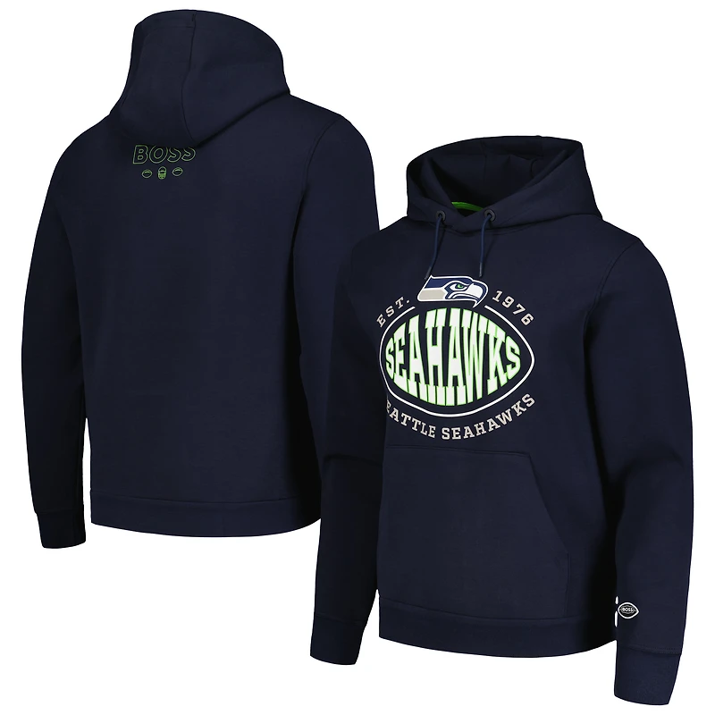 Men's BOSS X NFL Navy Seattle Seahawks Touchback Pullover Hoodie