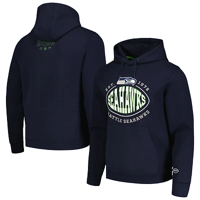 Men's BOSS X NFL Navy Seattle Seahawks Touchback Pullover Hoodie