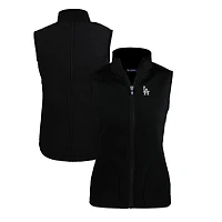 Women's Cutter & Buck  Black Los Angeles Dodgers Cascade Eco Sherpa Fleece Full-Zip Vest