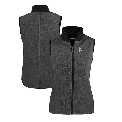 Women's Cutter & Buck  Steel Los Angeles Dodgers Cascade Eco Sherpa Fleece Full-Zip Vest