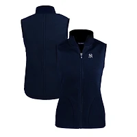 Women's Cutter & Buck  Navy New York Yankees Cascade Eco Sherpa Fleece Full-Zip Vest