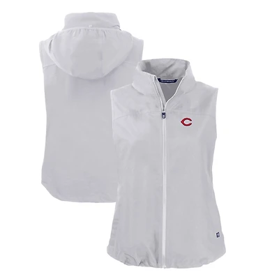 Women's Cutter & Buck  Gray Cincinnati Reds Charter Eco Recycled Full-Zip Vest