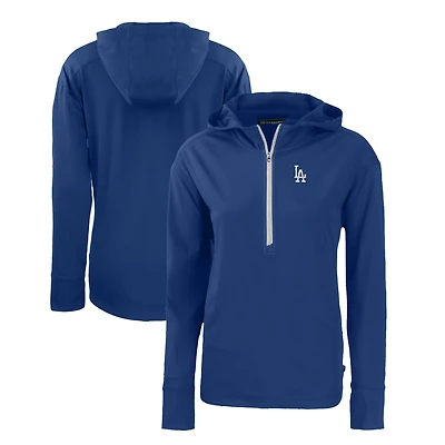 Women's Cutter & Buck  Royal Los Angeles Dodgers Daybreak Eco Recycled Half-Zip Hoodie