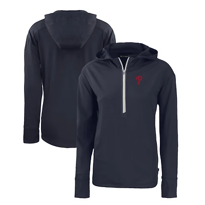 Women's Cutter & Buck  Navy Philadelphia Phillies Daybreak Eco Recycled Half-Zip Hoodie