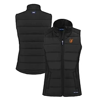 Women's Cutter & Buck  Black Baltimore Orioles Evoke Hybrid Eco Softshell Recycled Full-Zip Vest