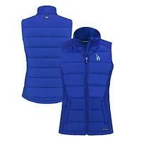 Women's Cutter & Buck  Royal Los Angeles Dodgers Evoke Hybrid Eco Softshell Recycled Full-Zip Vest