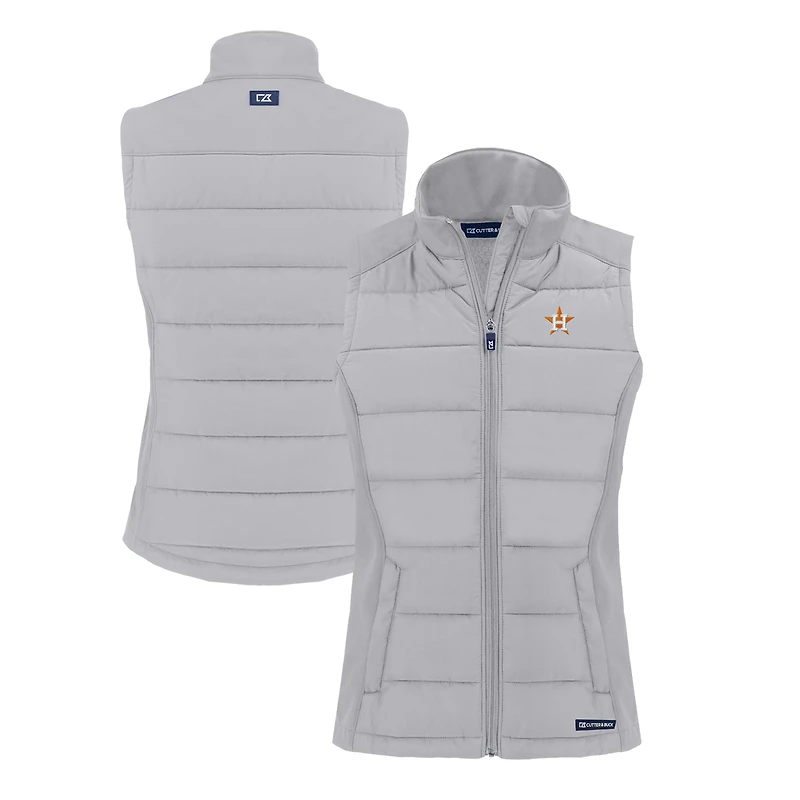 Women's Cutter & Buck  Gray Houston Astros Evoke Hybrid Eco Softshell Recycled Full-Zip Vest