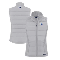 Women's Cutter & Buck  Gray Los Angeles Dodgers Evoke Hybrid Eco Softshell Recycled Full-Zip Vest