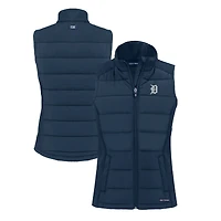 Women's Cutter & Buck  Navy Detroit Tigers Evoke Hybrid Eco Softshell Recycled Full-Zip Vest