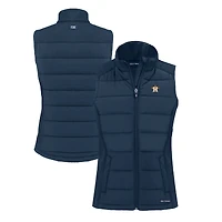 Women's Cutter & Buck  Navy Houston Astros Evoke Hybrid Eco Softshell Recycled Full-Zip Vest