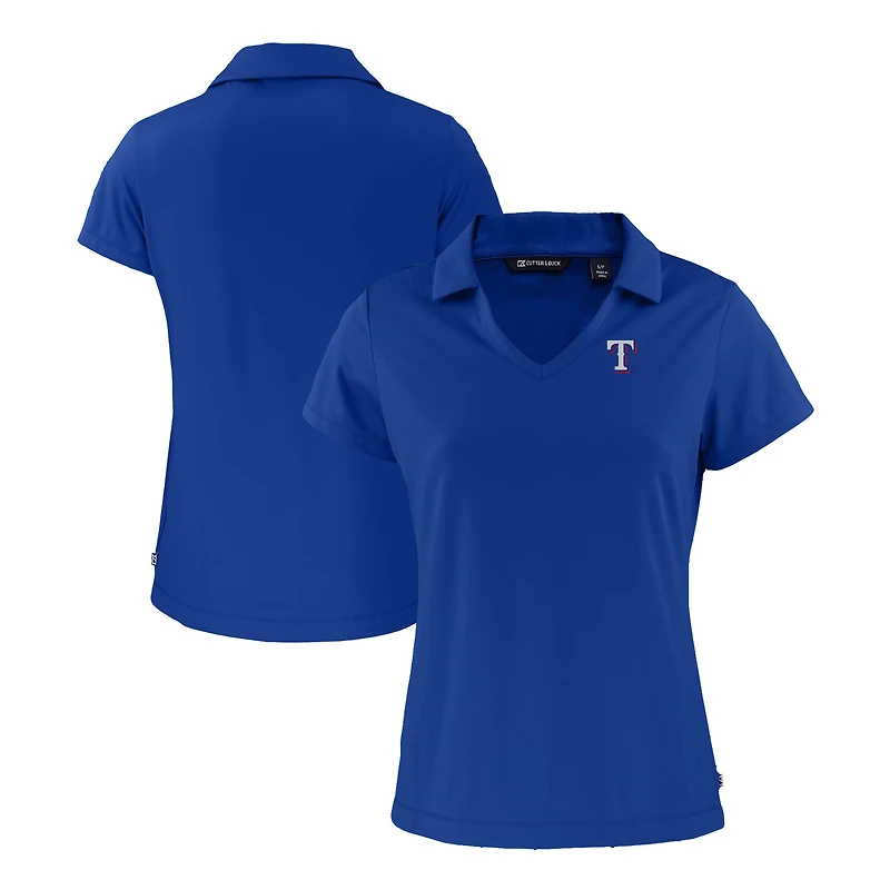 Women's Cutter & Buck  Royal Texas Rangers Daybreak Eco Recycled V-Neck Polo