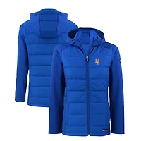 Women's Cutter & Buck  Royal New York Mets Evoke Hybrid Eco Softshell Recycled Full-Zip Hoodie Jacket