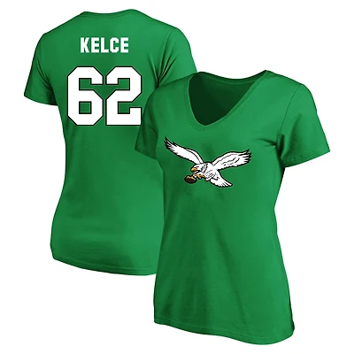 Women's Jason Kelce Kelly Green Philadelphia Eagles Plus Size Fair Catch Name & Number Scoop Neck T-Shirt