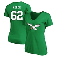 Women's Jason Kelce Kelly Green Philadelphia Eagles Plus Size Fair Catch Name & Number Scoop Neck T-Shirt