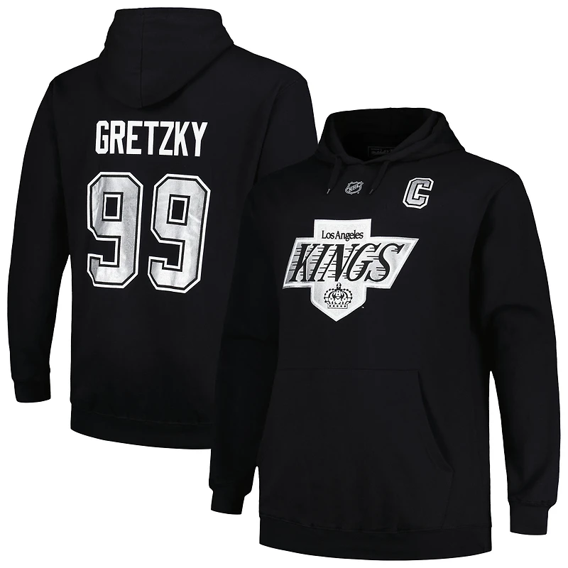 Men's Mitchell & Ness Wayne Gretzky Black Los Angeles Kings Name & Number Pullover Hoodie