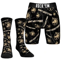 Men's Rock Em Socks  Army Black Knights All-Over Underwear and Crew Socks Combo Pack