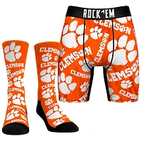 Men's Rock Em Socks  Clemson Tigers All-Over Underwear and Crew Socks Combo Pack